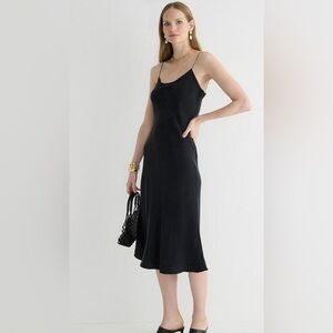 NWT J.Crew Gwyneth cupro-blend midi slip dress in black